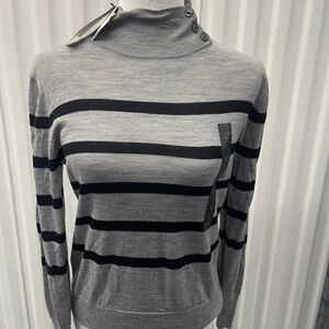 Banana Republic Factory Striped Merino Wool Mockneck Sweater – Size XS
